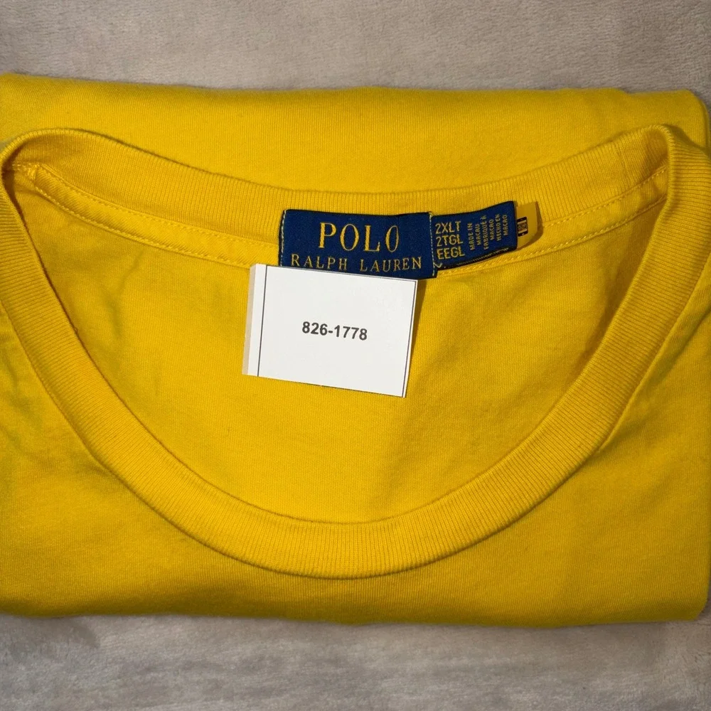 Polo Ralph Lauren Mens 2XLT Yellow Graphic T-Shirt 1967 Logo Short Sleeve Tee